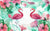 Papier Peint Flamant Rose <br> Floral