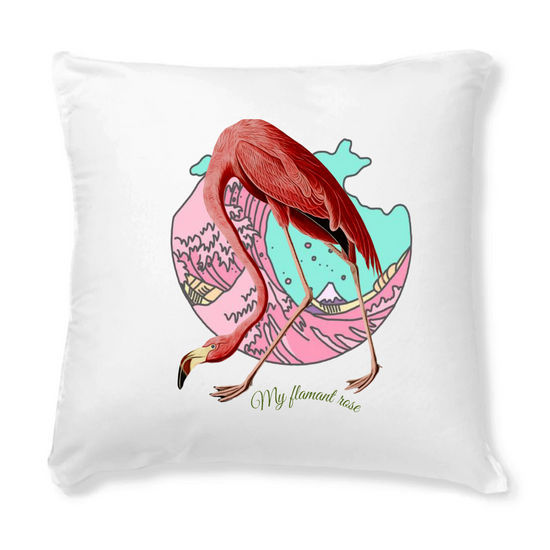 housse coussin flamant rose