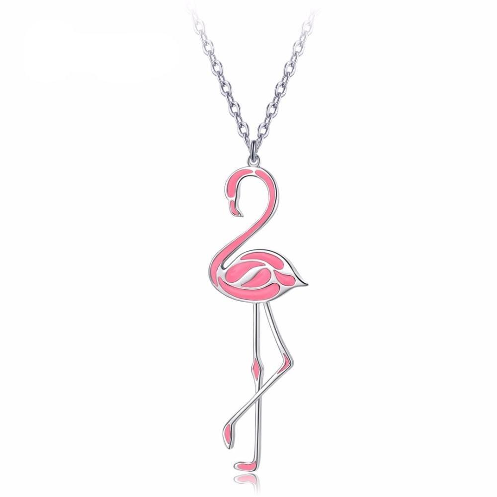 Collier Flamant Rose  Pink Silver