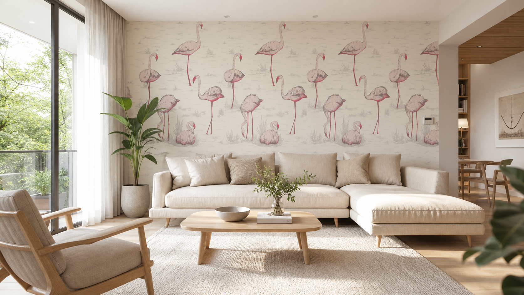 flamant rose et décoration d'intérieur