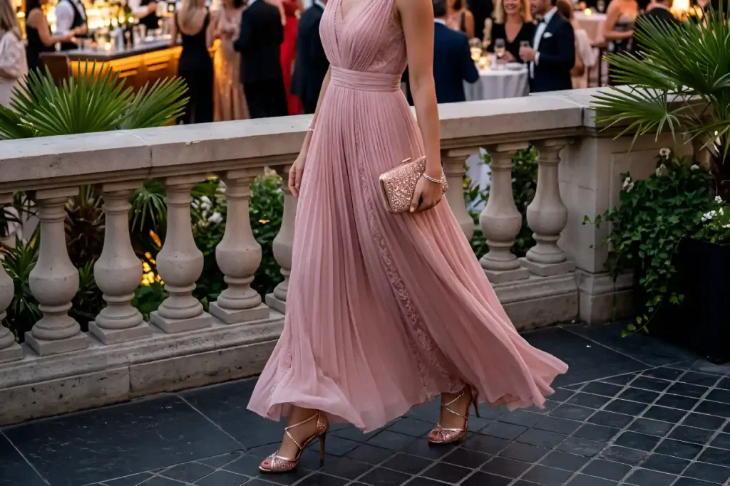 Quelles chaussures porter avec une robe rose poudré en soirée ou mariage ?