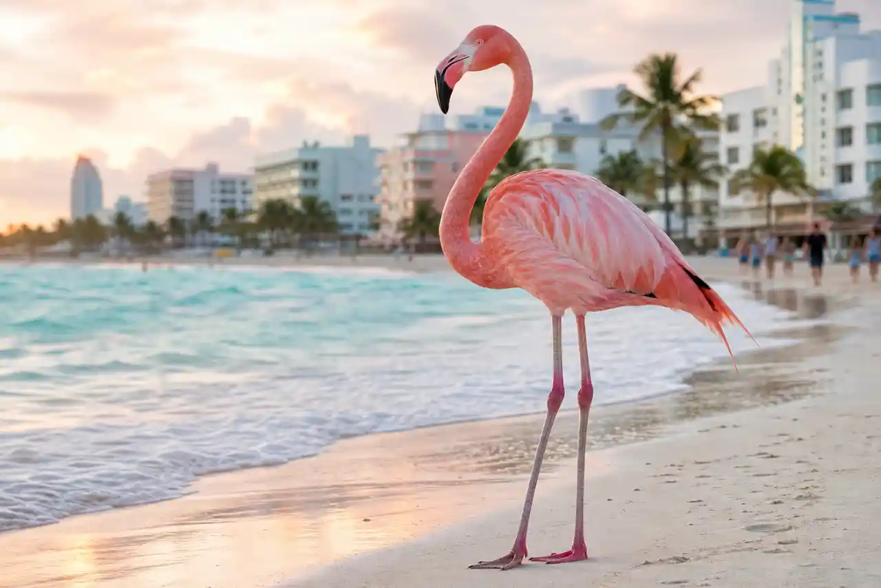 flamant rose de Floride : un symbole touristique de cet état américain